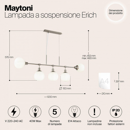 Подвесная люстра Maytoni Modern Mod221 MOD221-PL-05-N