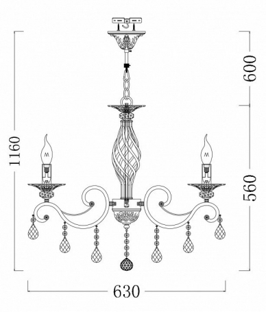 Подвесная люстра Maytoni Elegant Arm247 RC247-PL-06-R