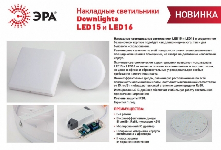 Накладной светильник Эра LED панель Б0054332