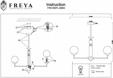Потолочная люстра Freya Bolas FR5185PL-06BS