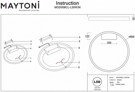 Потолочный светильник Maytoni Rim MOD058CL-L50W3K