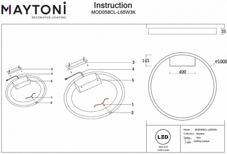 Потолочный светильник Maytoni Rim MOD058CL-L65W3K