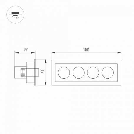 Встраиваемый светодиодный светильник Arlight MS-Orient-Built-Turn-TC-S67x150-10W Warm3000 037208