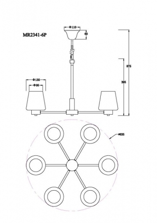 Подвесная люстра Mark MR2341-6P