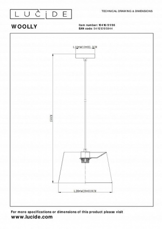Подвесной светильник Lucide Woolly 10416/01/66