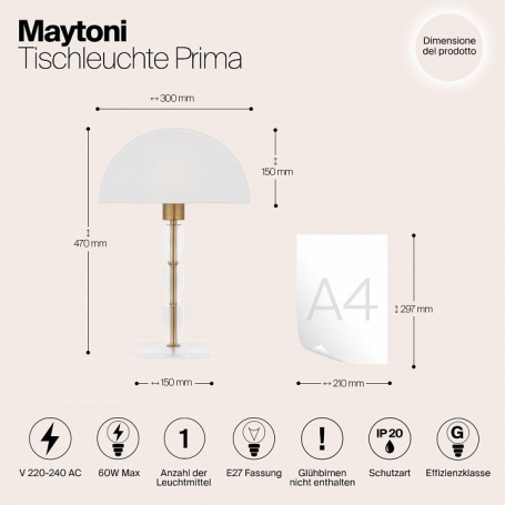 Интерьерная настольная лампа Maytoni Prima Z034TL-01BZ